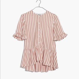 Studio Ruffle-Hem Top in Cecilia Stripe Size Small
